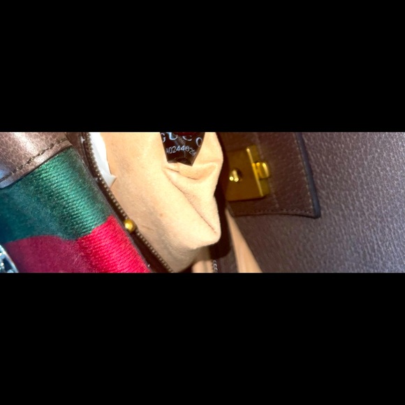 Gucci Brown Leather Crystal Butterfly Linea Totem Large Top Handle Bag - Picture 8 of 8